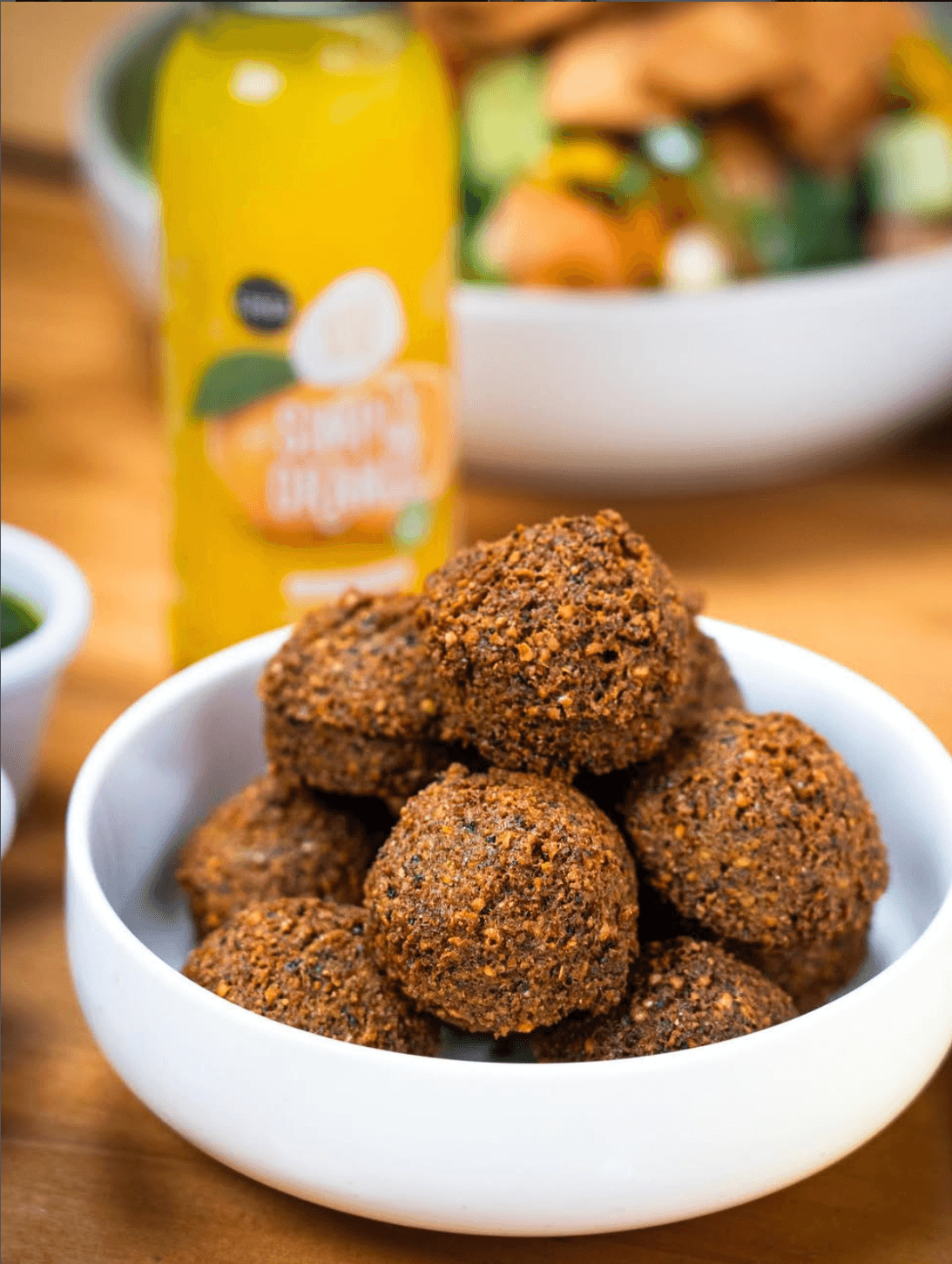 A bowl of freshly fried falafel bites